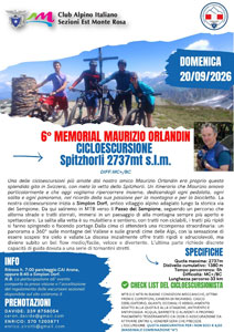 Sezioni CAI Est Monte Rosa: 6^ Memorial Maurizio Orlandin, cicloescursione allo Spitzhorli - 20 settembre 2026 Sezioni CAI Est Monte Rosa: 6^ Memorial Maurizio Orlandin, cicloescursione allo Spitzhorli - 20 settembre 2026